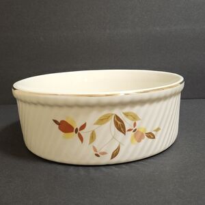 HALL VINTAGE AUTUMN LEAF CASSEROLE SOUFFLE BAKER 7.75"x2.75" EUC